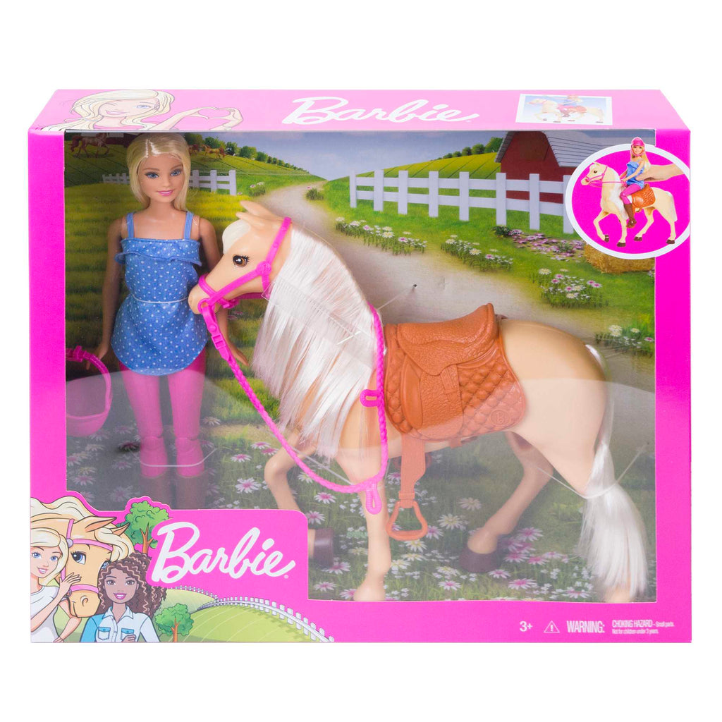 Barbie Pferd Mit Puppe (Blond), Anziehpuppe, Modepuppe, Pferde Spielzeug