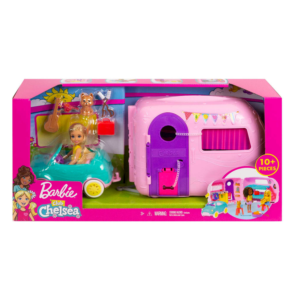 Barbie Chelsea Muñeca Y Su Caravana, Con Perrito Y Accesorios (Mattel Fxg90)
