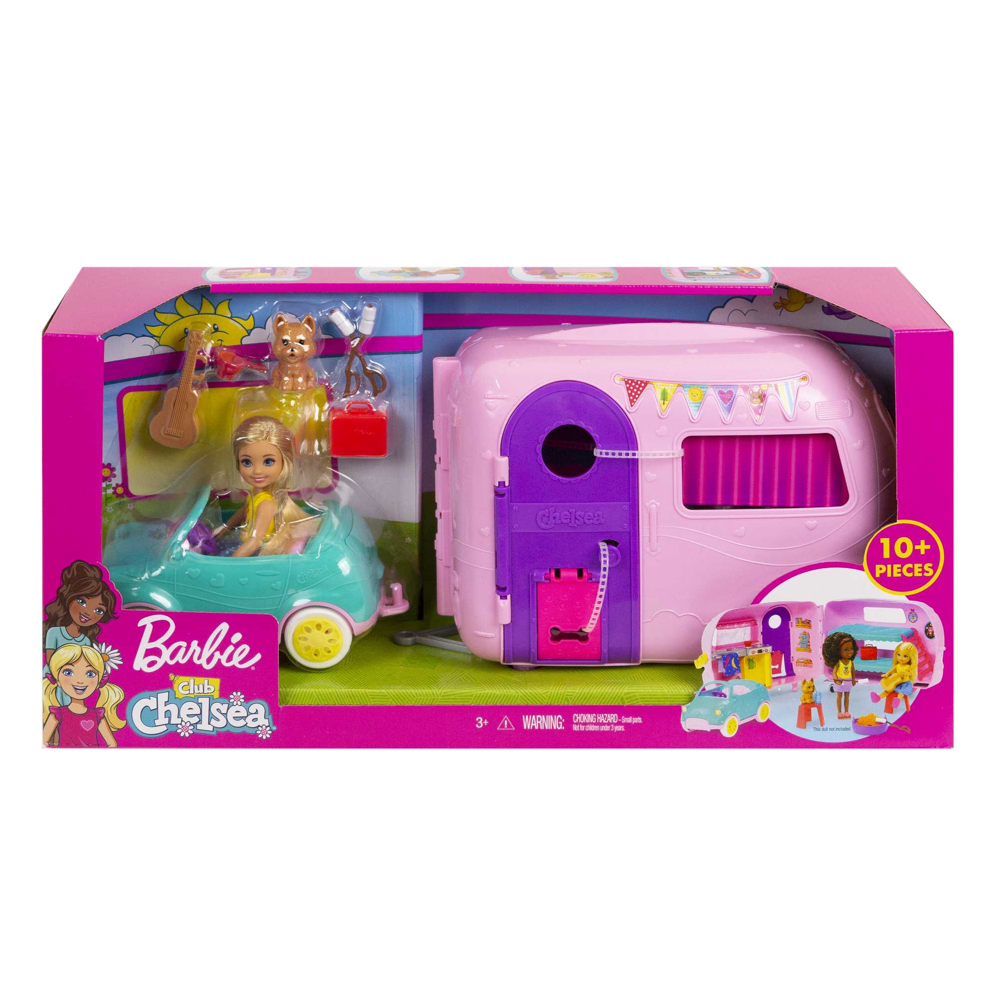 Barbie Chelsea Muñeca Y Su Caravana, Con Perrito Y Accesorios (Mattel Fxg90)