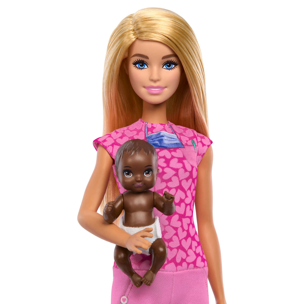 Barbie Babydokter Pop Met Blonde Modepop, 1 Babypop, Meubels En Accessoires