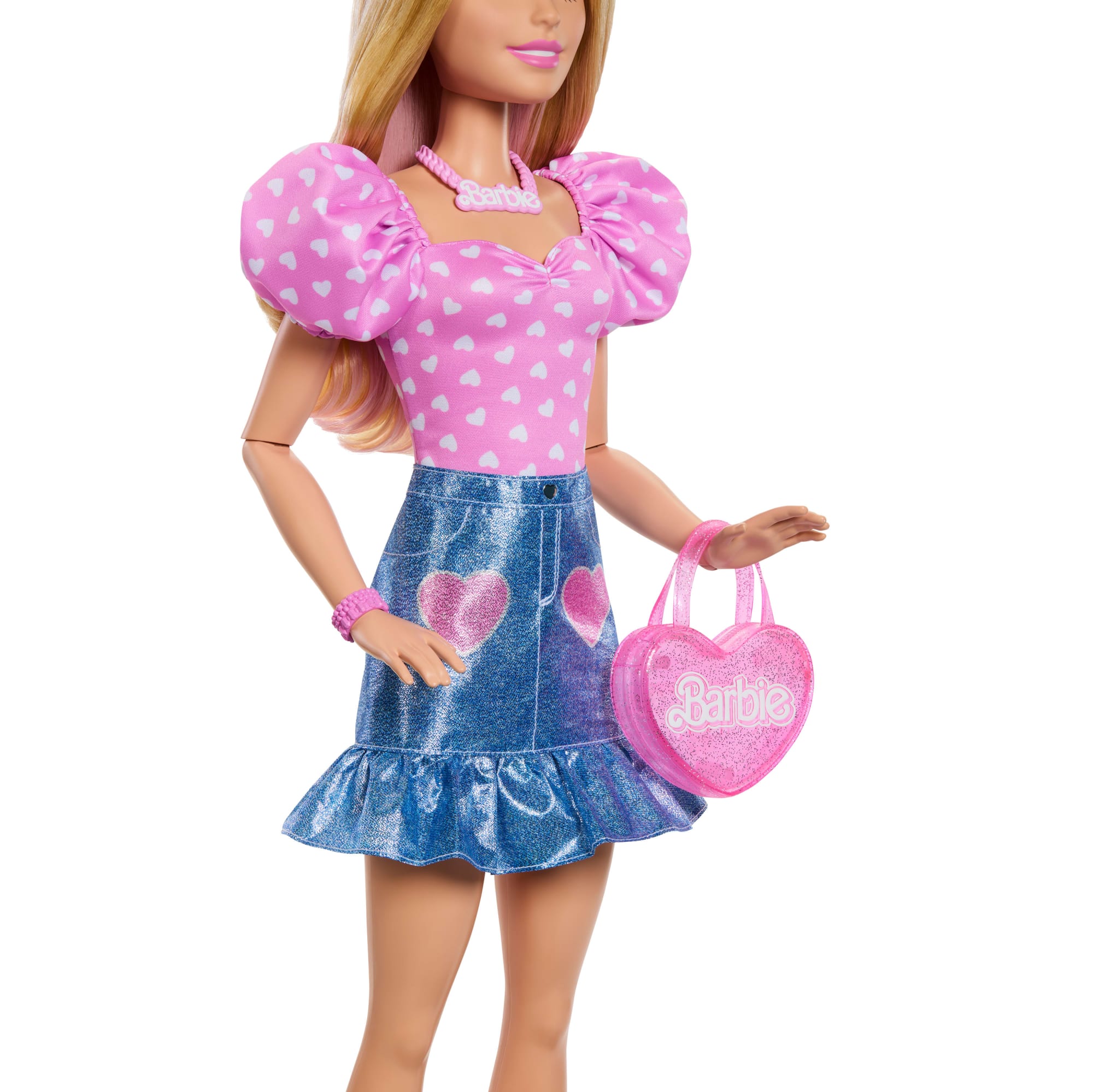Muñeca De Moda Barbie De 71,1Cm Con Ropa Intercambiable Y Accesorios, Collar Y Bolso
